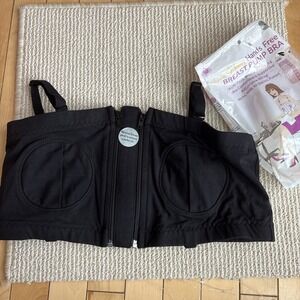 NEW Simple Wishes Adjustable Hands Free Pumping Breast Pump BRA Black  L to plus